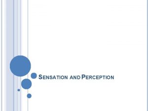 SENSATION AND PERCEPTION DEFINITIONS Sensation The stimulation of