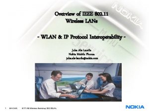 Overview of IEEE 802 11 Wireless LANs WLAN