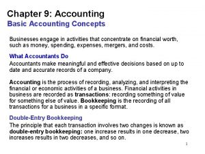 Chapter 9 Accounting Basic Accounting Concepts Businesses engage