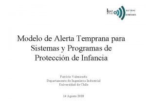 Modelo de Alerta Temprana para Sistemas y Programas