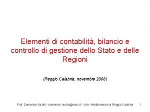 Elementi di contabilit bilancio e controllo di gestione