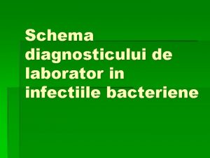 Schema diagnosticului de laborator in infectiile bacteriene Diagnosticul