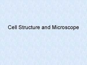 Cell Structure and Microscope The Microscope Learning Objectives