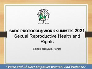 2021 Sexual Reproductive Health and Rights SADC PROTOCOLWORK