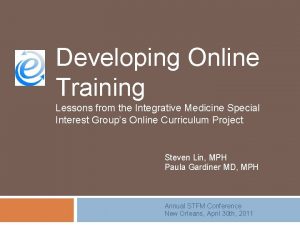 Developing Online Training Lessons from the Integrative Medicine