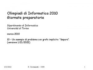 Olimpiadi di Informatica 2010 Giornate preparatorie Dipartimento di