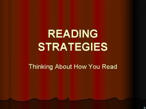 READING STRATEGIES Thinking About How You Read What