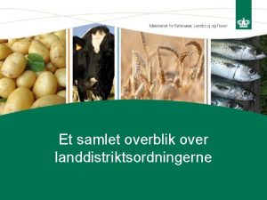 Et samlet overblik over landdistriktsordningerne Disposition Prsentation af