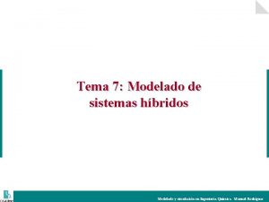 Tema 7 Modelado de sistemas hbridos Modelado y