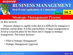 GLENCOE BUSINESS MANAGEMENT RealWorld Applications Connections Section 10