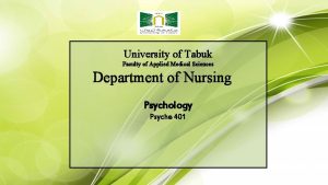 University of Tabuk Faculty of Applied Medical Sciences