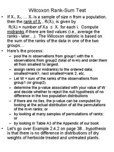 Wilcoxon RankSum Test If X 1 X 2