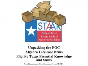 Unpacking the EOC Algebra I Release Items Eligible