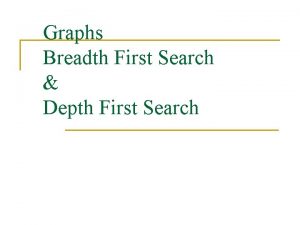 Graphs Breadth First Search Depth First Search Contents