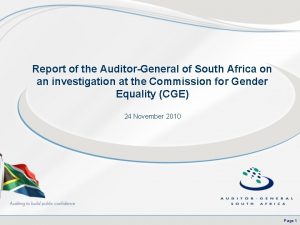 Report of the AuditorGeneral of South Africa on