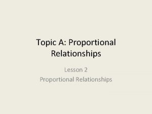 Topic A Proportional Relationships Lesson 2 Proportional Relationships