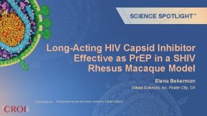 SCIENCE SPOTLIGHT LongActing HIV Capsid Inhibitor Effective as