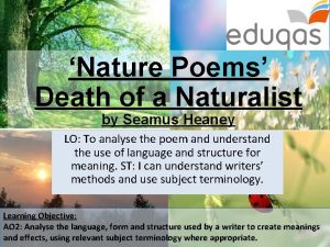 Nature Poems Death of a Naturalist by Seamus