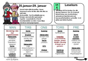 25 januar29 januar Norsk Bruke ulike lesemter Kunne