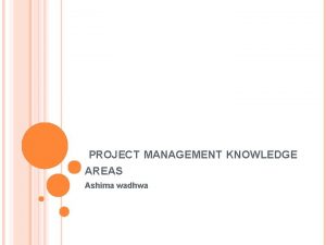 PROJECT MANAGEMENT KNOWLEDGE AREAS Ashima wadhwa HUMAN RESOURCE