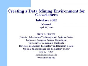 Creating a Data Mining Environment for Geosciences Interface