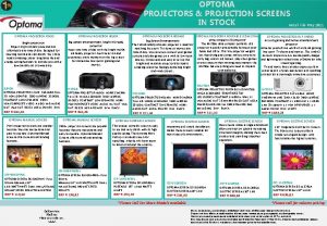 OPTOMA PROJECTORS PROJECTION SCREENS IN STOCK Retail File