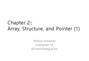 Chapter 2 Array Structure and Pointer 1 SANGJI