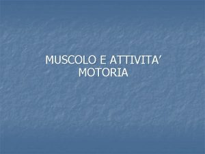 MUSCOLO E ATTIVITA MOTORIA Poli Fabbri Fisiologia degli