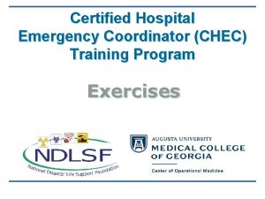 Certified Hospital Emergency Coordinator CHEC Training Program Exercises