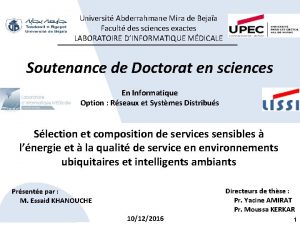 Universit Abderrahmane Mira de Bejaa Facult des sciences