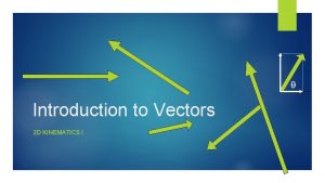 Introduction to Vectors 2 D KINEMATICS I Vectors