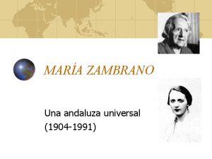 MARA ZAMBRANO Una andaluza universal 1904 1991 1904