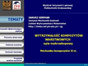 J German WYTRZYMAO KOMPOZYTW WARSTWOWYCH opis makroskopowy Wydzia