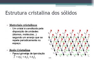 Estrutura cristalina dos slidos Materiais cristalinos Um cristal