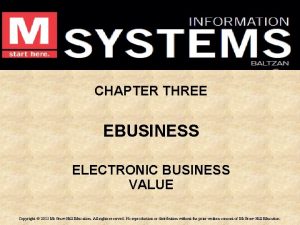 CHAPTER THREE EBUSINESS ELECTRONIC BUSINESS VALUE Copyright 2015