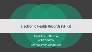 Electronic Health Records EHRs Madeline Jefferson WRIT 3405