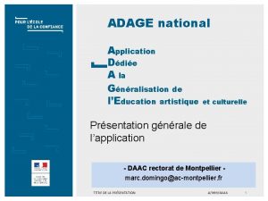 ADAGE national Application Ddie A la Gnralisation de
