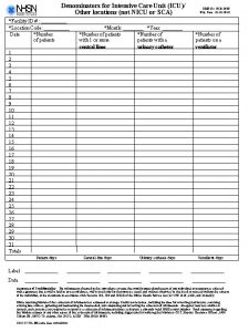 Denominators for Intensive Care Unit ICU Other locations