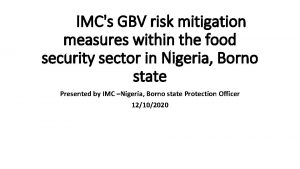 IMCs GBV risk mitigation measures within the food