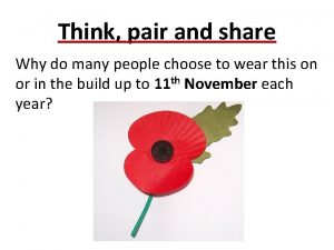 Think pair and share Why do many people