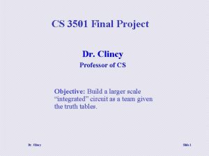 CS 3501 Final Project Dr Clincy Professor of