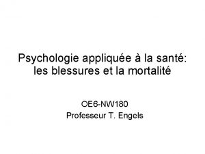 Psychologie applique la sant les blessures et la