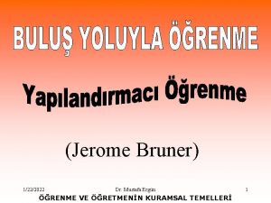 Jerome Bruner 1222022 Dr Mustafa Ergn RENME VE