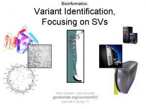 Bioinformatics Variant Identification Focusing on SVs Mark Gerstein