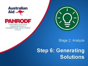 Stage 2 Analyze Step 6 Generating Solutions Learning
