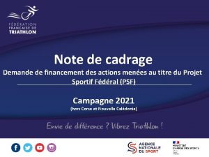 Note de cadrage Demande de financement des actions