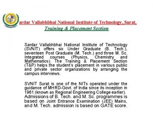 Sardar Vallabhbhai National Institute of Technology Surat Training