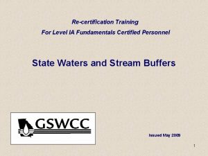 Recertification Training For Level IA Fundamentals Certified Personnel