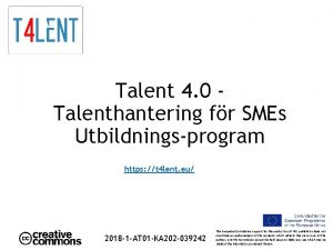 Talent 4 0 Talenthantering fr SMEs Utbildningsprogram https