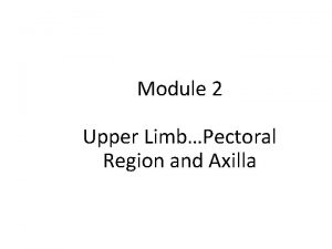 Module 2 Upper LimbPectoral Region and Axilla Regions